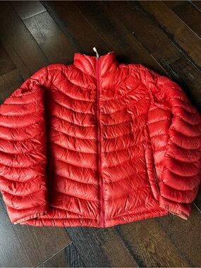 Lands End Down Puffer Winter Packable Red Lightweight Jacket Coat Womens M